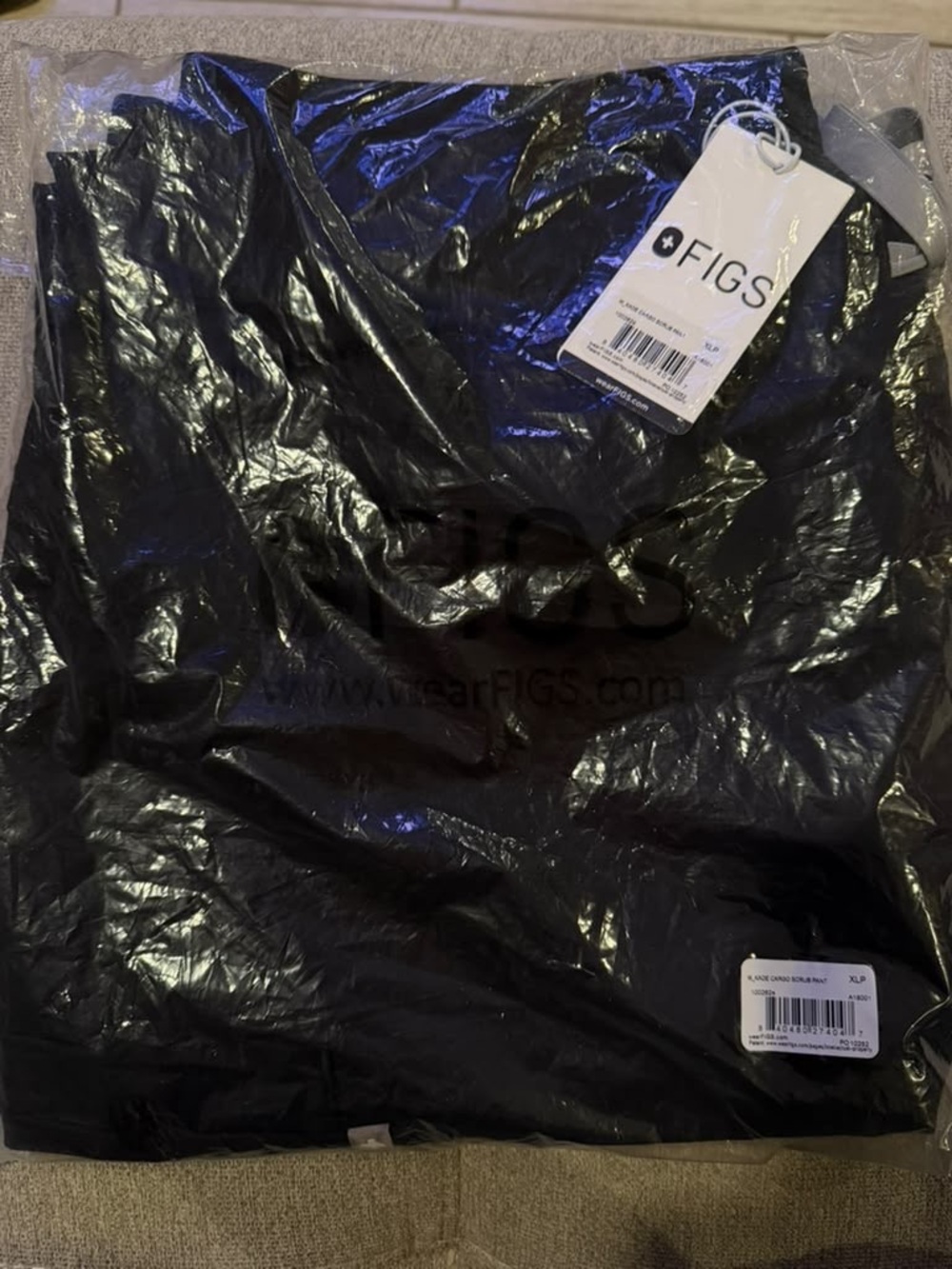 FIGS Black Kade cargo scrub pant XL petite